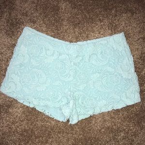 Knit Lace Zip Up Shorts